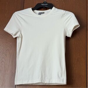 Sweaty Betty Cream Ribbed Tee Sz 6  NWOT